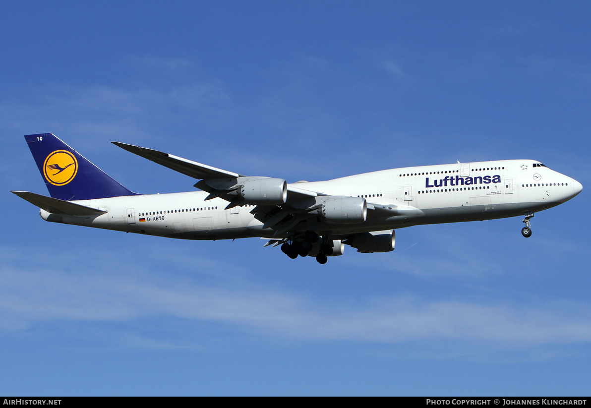 Aircraft Photo of D-ABYQ | Boeing 747-830 | Lufthansa | AirHistory.net #761157