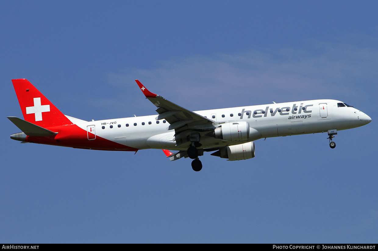 Aircraft Photo of HB-JVO | Embraer 190LR (ERJ-190-100LR) | Helvetic Airways | AirHistory.net #761249