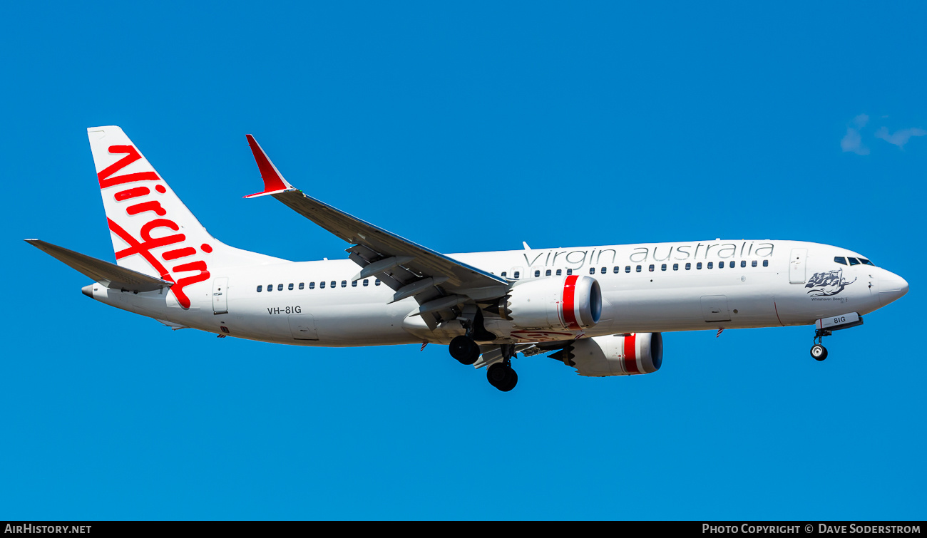 Aircraft Photo of VH-8IG | Boeing 737-8 Max 8 | Virgin Australia Airlines | AirHistory.net #761553
