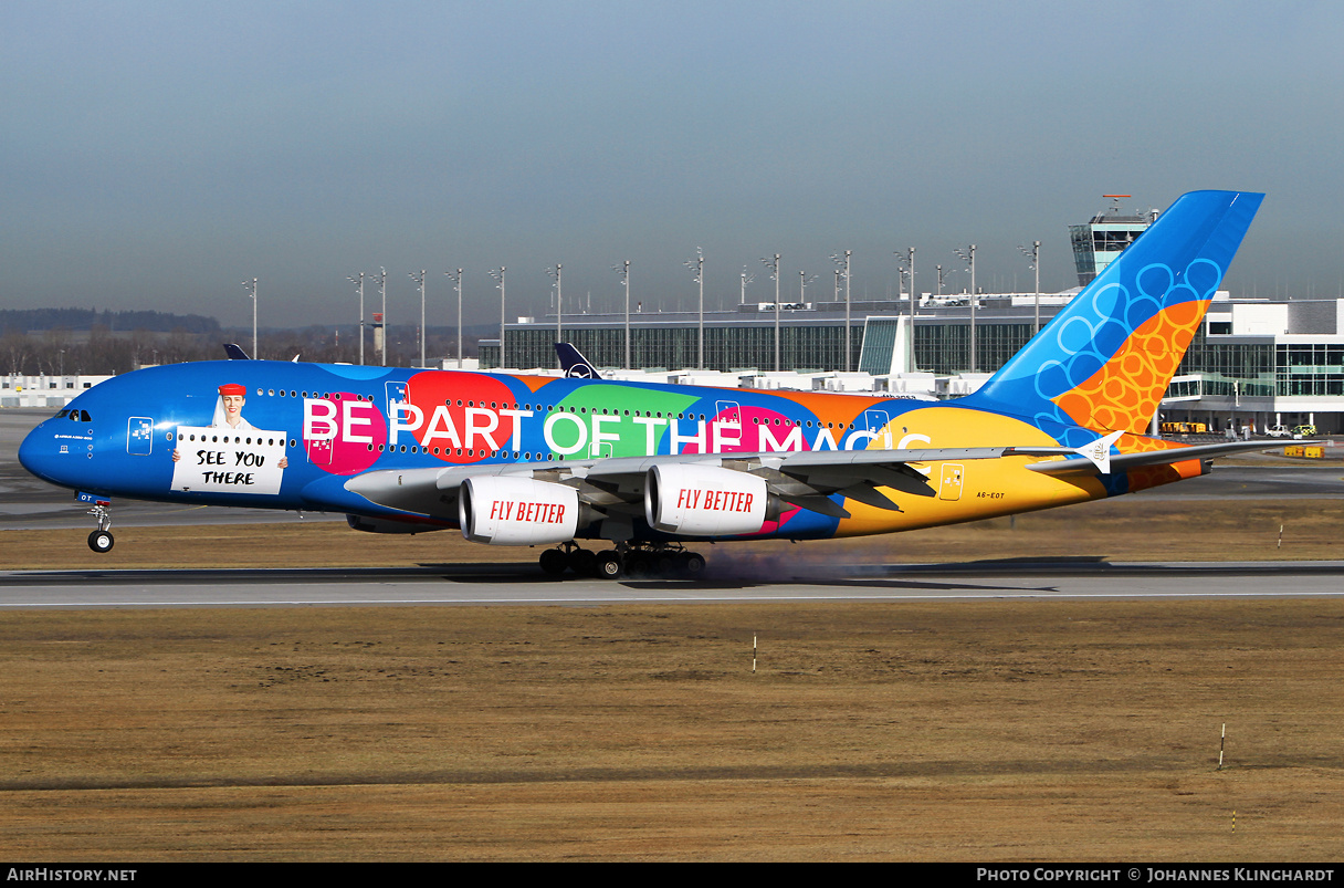Aircraft Photo of A6-EOT | Airbus A380-861 | Emirates | AirHistory.net #762941