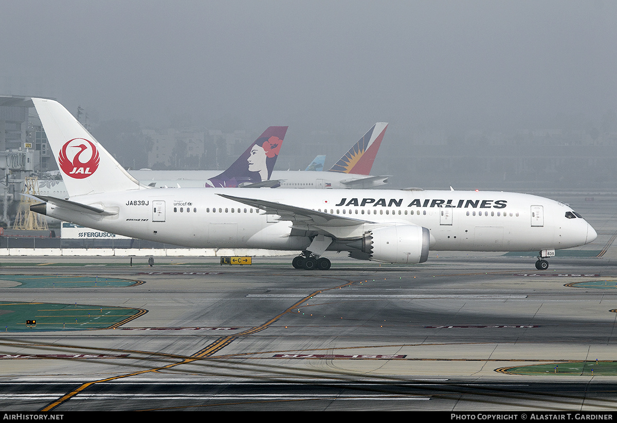 Aircraft Photo of JA839J | Boeing 787-8 Dreamliner | Japan Airlines - JAL | AirHistory.net #763509