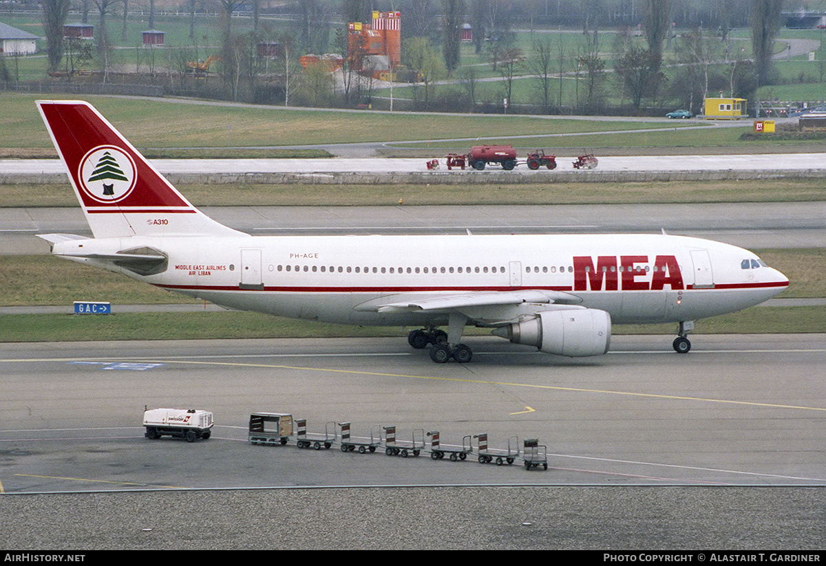 Aircraft Photo of PH-AGE | Airbus A310-203 | MEA - Middle East Airlines | AirHistory.net #763607