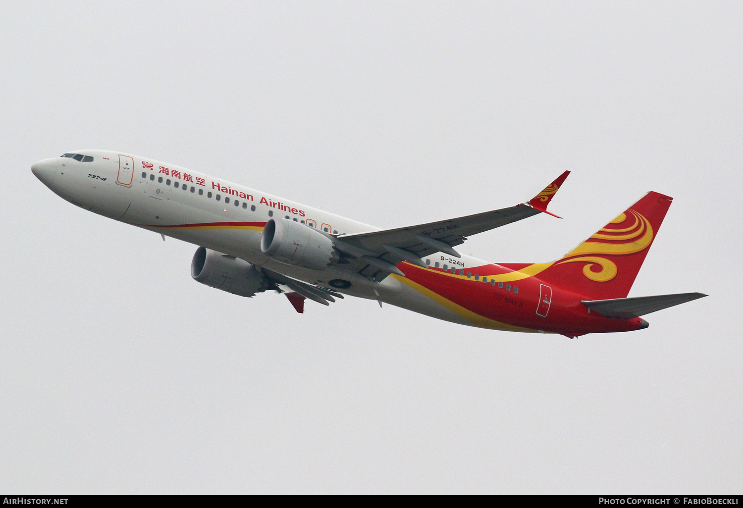 Aircraft Photo of B-224H | Boeing 737-8 Max 8 | Hainan Airlines | AirHistory.net #764308