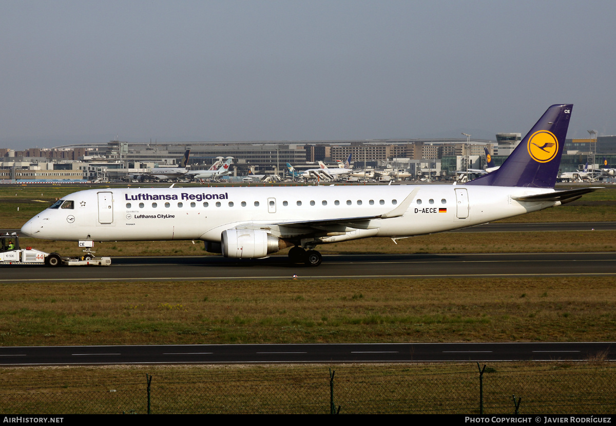 Aircraft Photo of D-AECE | Embraer 190LR (ERJ-190-100LR) | Lufthansa Regional | AirHistory.net #764464