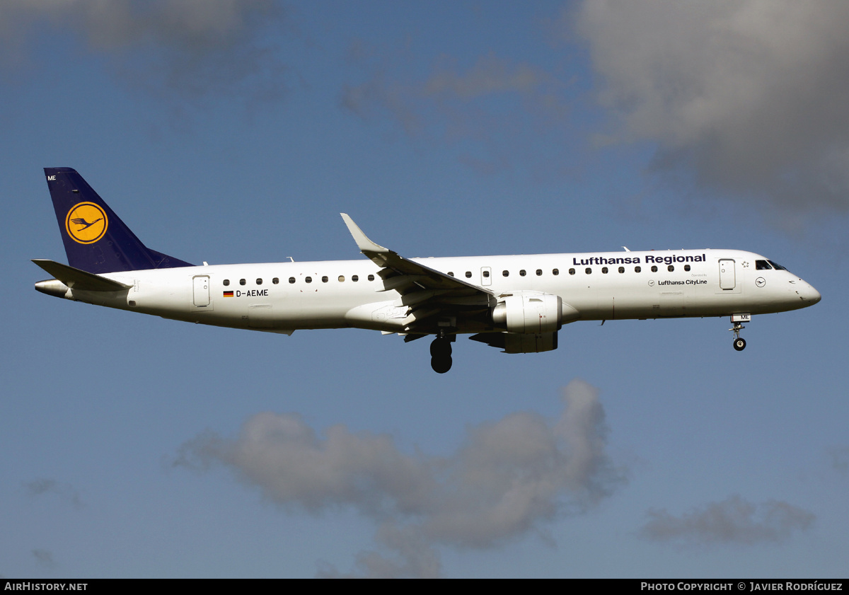 Aircraft Photo of D-AEME | Embraer 195LR (ERJ-190-200LR) | Lufthansa Regional | AirHistory.net #764788