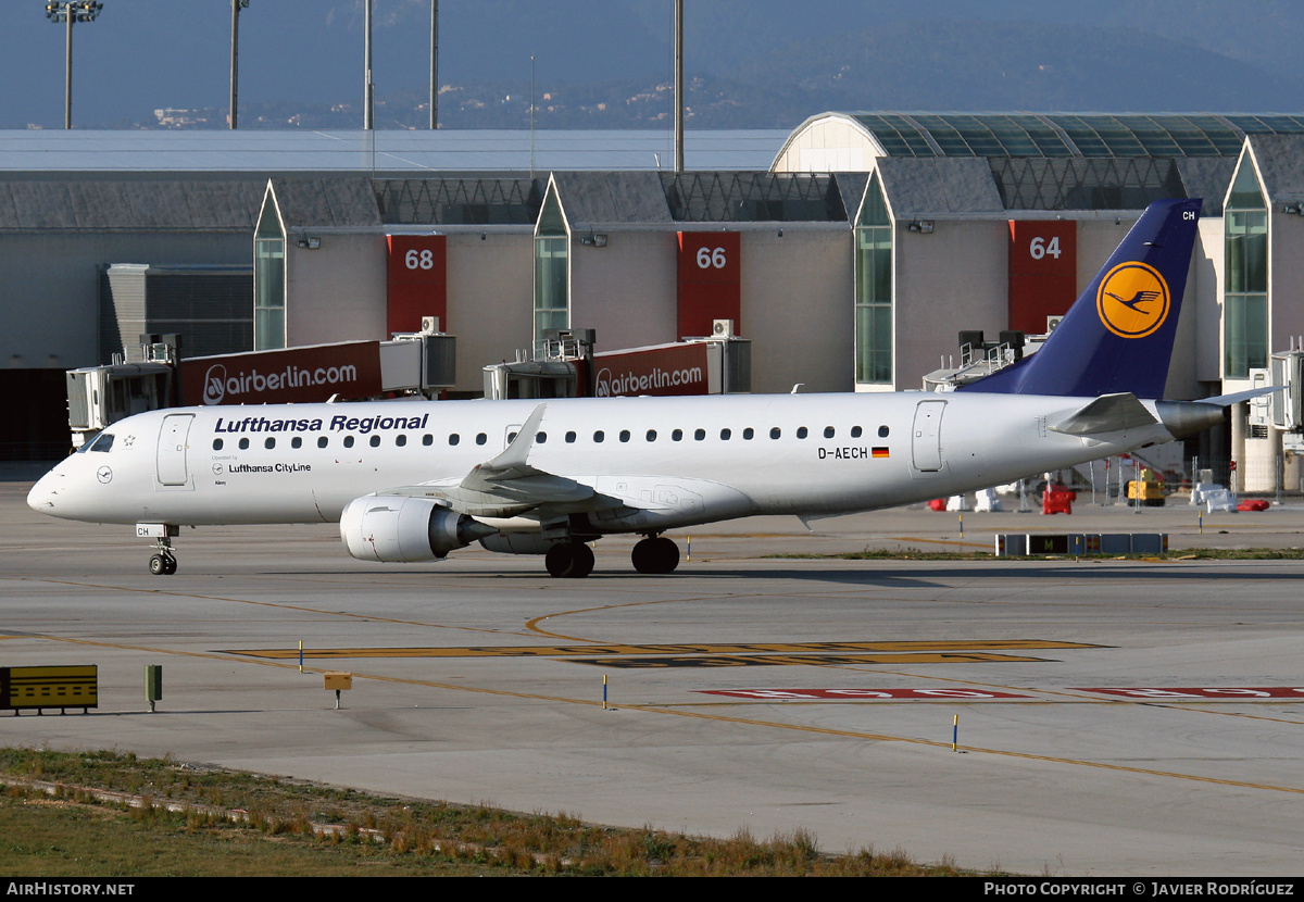 Aircraft Photo of D-AECH | Embraer 190LR (ERJ-190-100LR) | Lufthansa Regional | AirHistory.net #765119