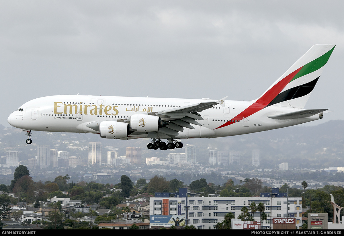 Aircraft Photo of A6-EVC | Airbus A380-842 | Emirates | AirHistory.net #765777