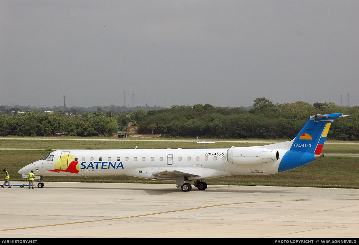 Aircraft Photo of FAC-1173 / HK-4536 | Embraer ERJ-145LR (EMB-145LR) | Colombia - Satena | AirHistory.net #765966