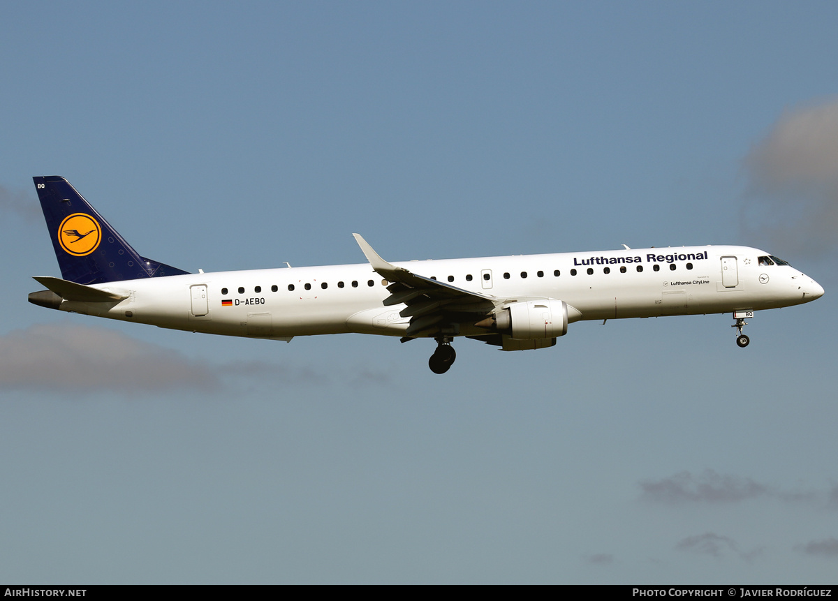 Aircraft Photo of D-AEBQ | Embraer 195LR (ERJ-190-200LR) | Lufthansa Regional | AirHistory.net #765980
