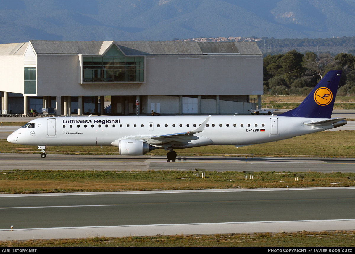 Aircraft Photo of D-AEBK | Embraer 195LR (ERJ-190-200LR) | Lufthansa Regional | AirHistory.net #766450