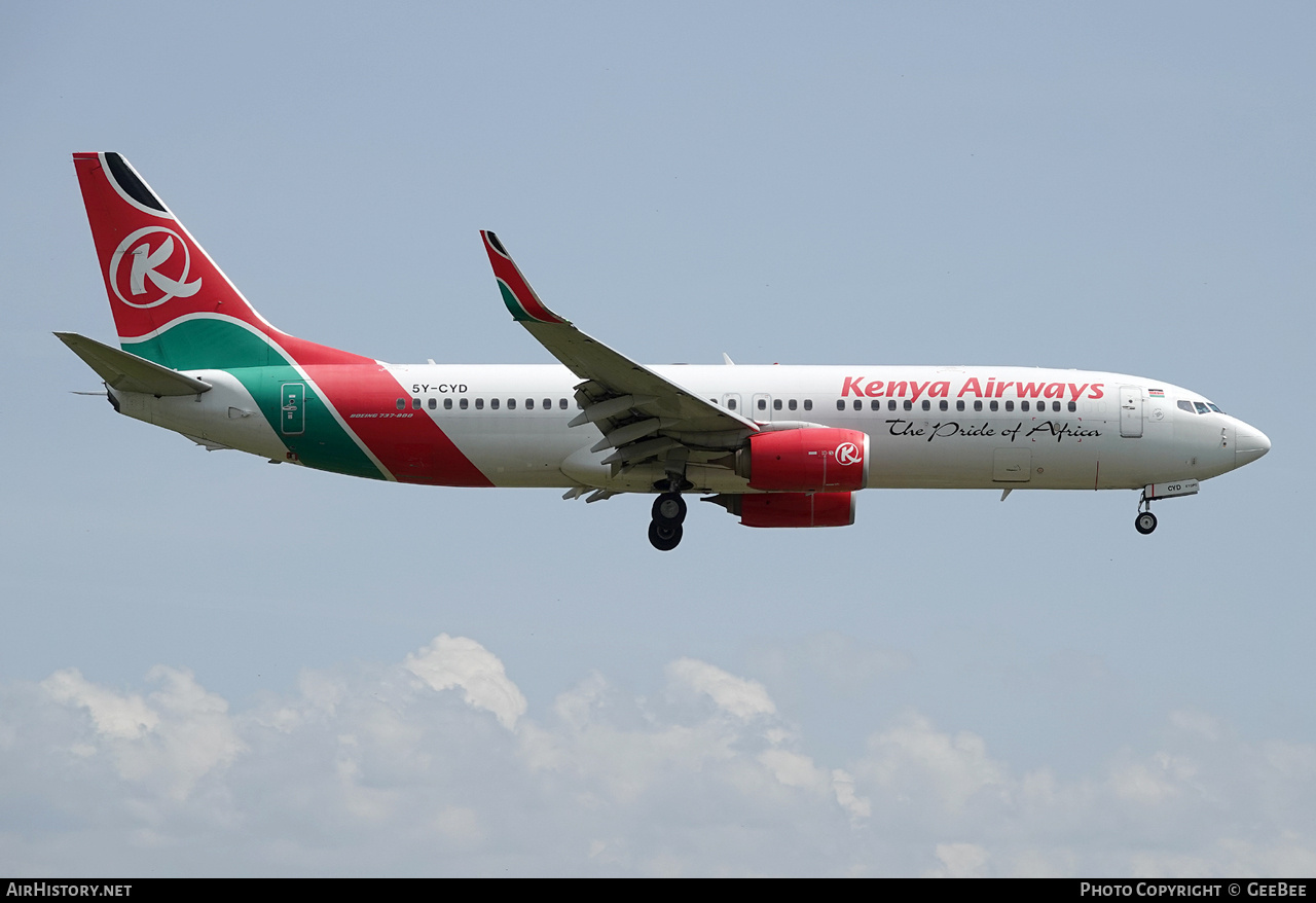 Aircraft Photo of 5Y-CYD | Boeing 737-8HX | Kenya Airways | AirHistory.net #770536