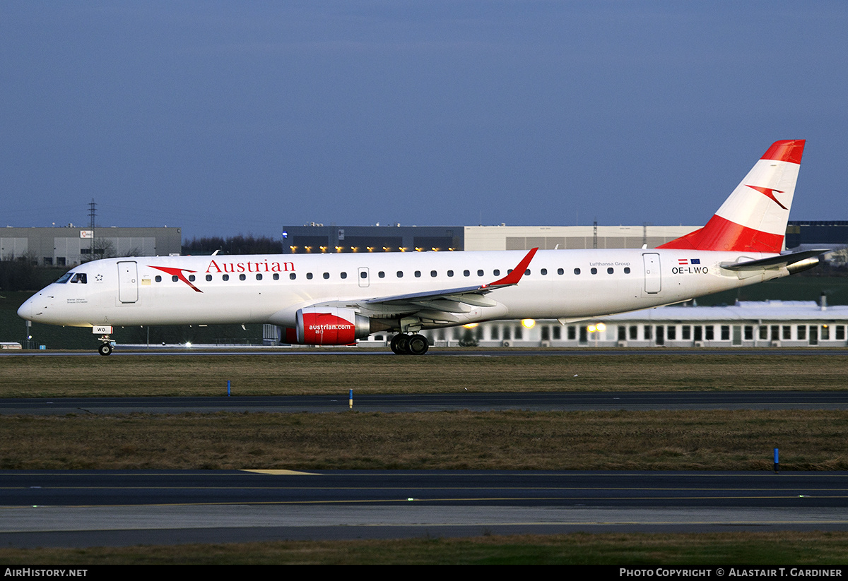 Aircraft Photo of OE-LWO | Embraer 195LR (ERJ-190-200LR) | Austrian Airlines | AirHistory.net #770705