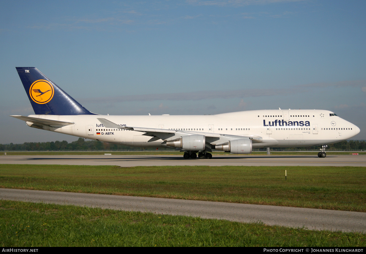 Aircraft Photo of D-ABTK | Boeing 747-430 | Lufthansa | AirHistory.net #772220
