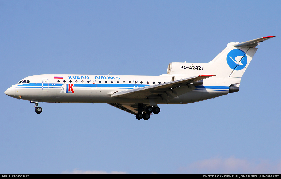 Aircraft Photo of RA-42421 | Yakovlev Yak-42D | Kuban Airlines - ALK | AirHistory.net #773015