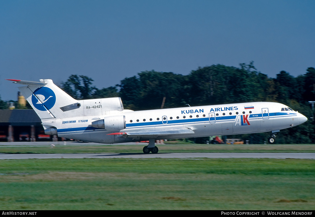 Aircraft Photo of RA-42421 | Yakovlev Yak-42D | Kuban Airlines - ALK | AirHistory.net #773214