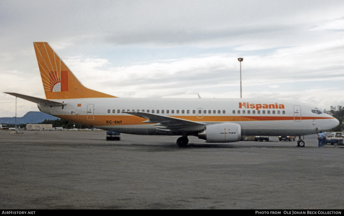 Aircraft Photo of EC-ENT | Boeing 737-3Y0 | Hispania Líneas Aéreas | AirHistory.net #775255