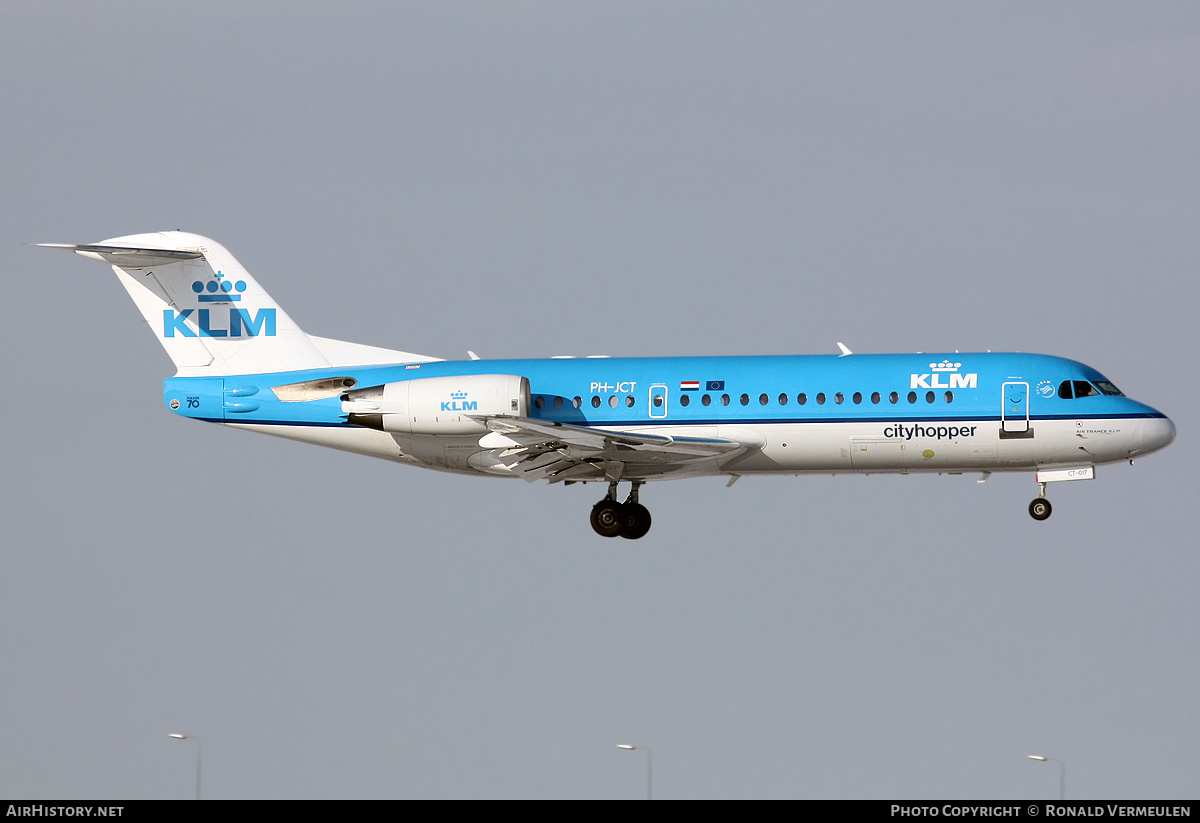 Aircraft Photo of PH-JCT | Fokker 70 (F28-0070) | KLM Cityhopper | AirHistory.net #777178