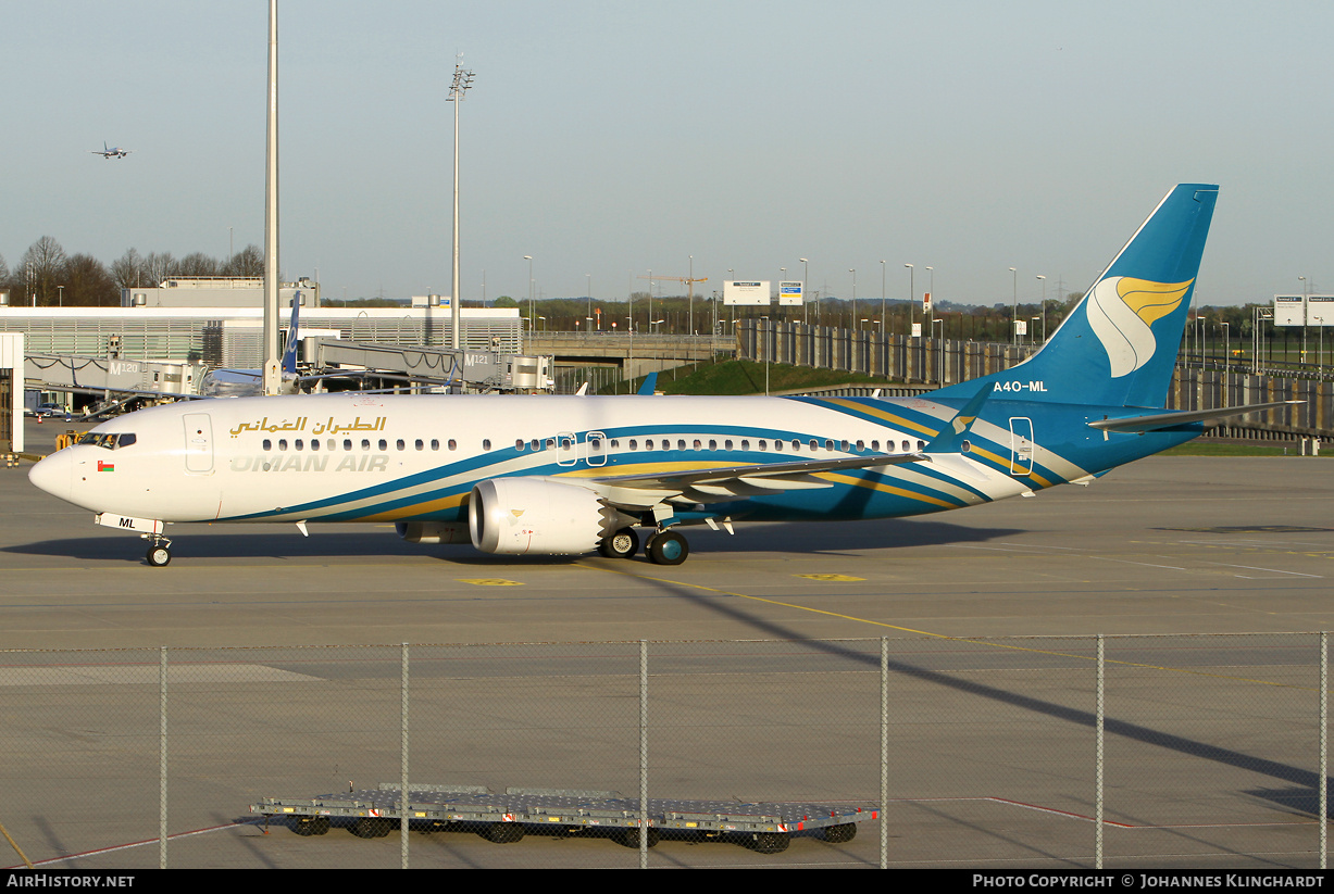 Aircraft Photo of A4O-ML | Boeing 737-8 Max 8 | Oman Air | AirHistory.net #777550