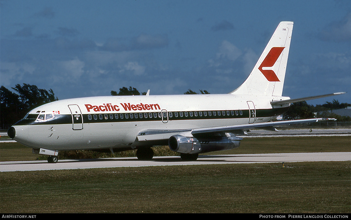 Aircraft Photo of C-FPWE | Boeing 737-2T7/Adv | Pacific Western Airlines | AirHistory.net #777919