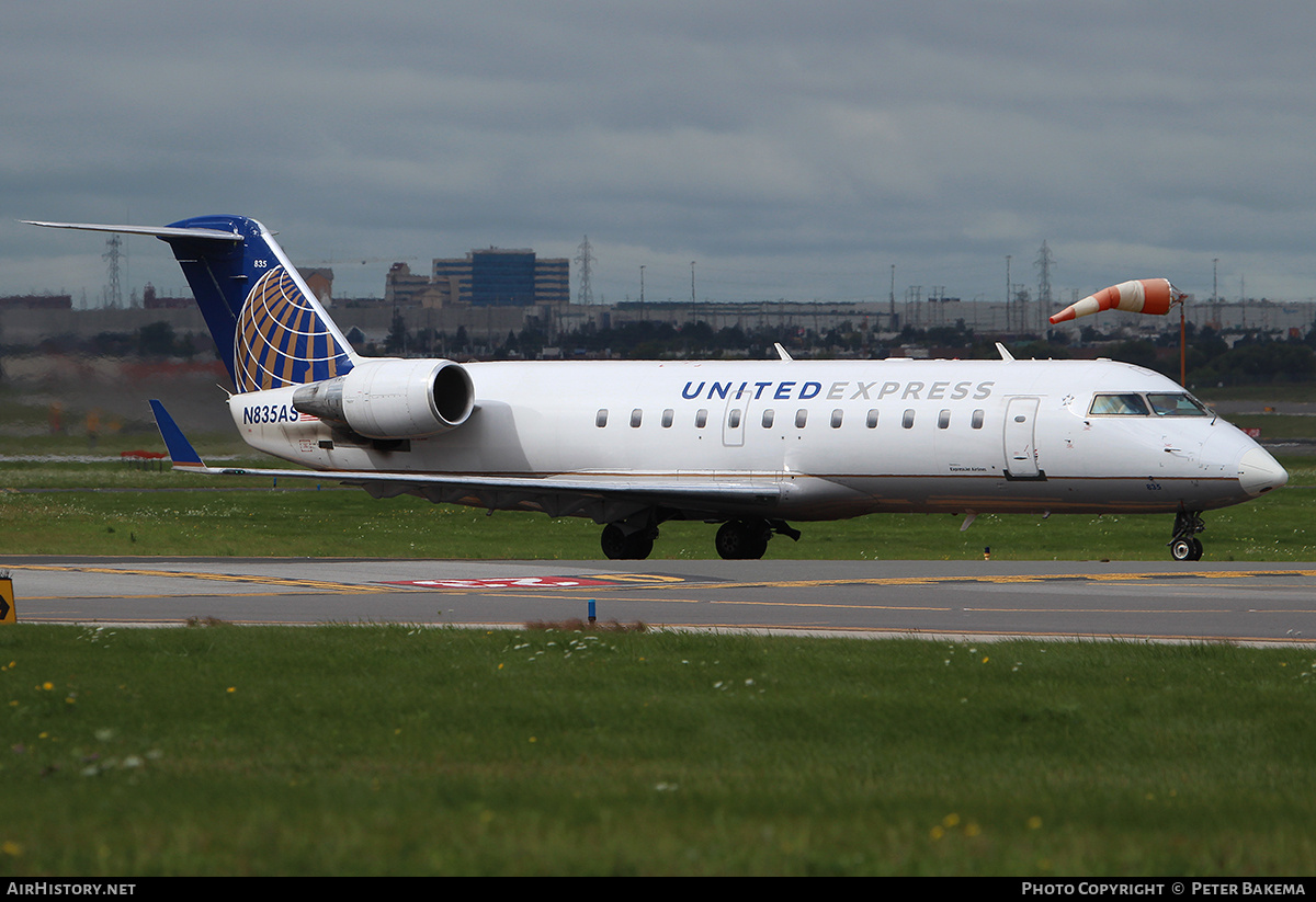 Aircraft Photo of N835AS | Bombardier CRJ-200ER (CL-600-2B19) | United Express | AirHistory.net #778490