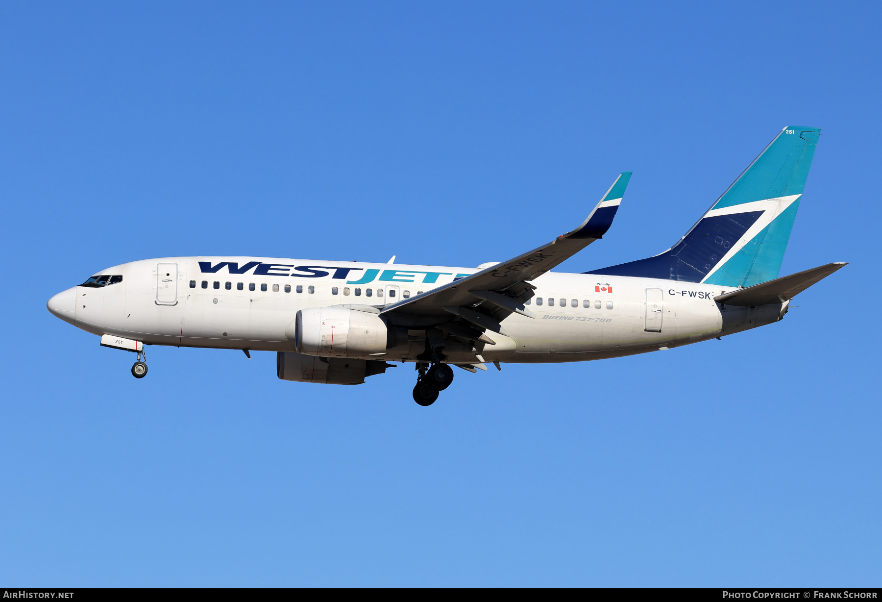 Aircraft Photo of C-FWSK | Boeing 737-7CT | WestJet | AirHistory.net #779010