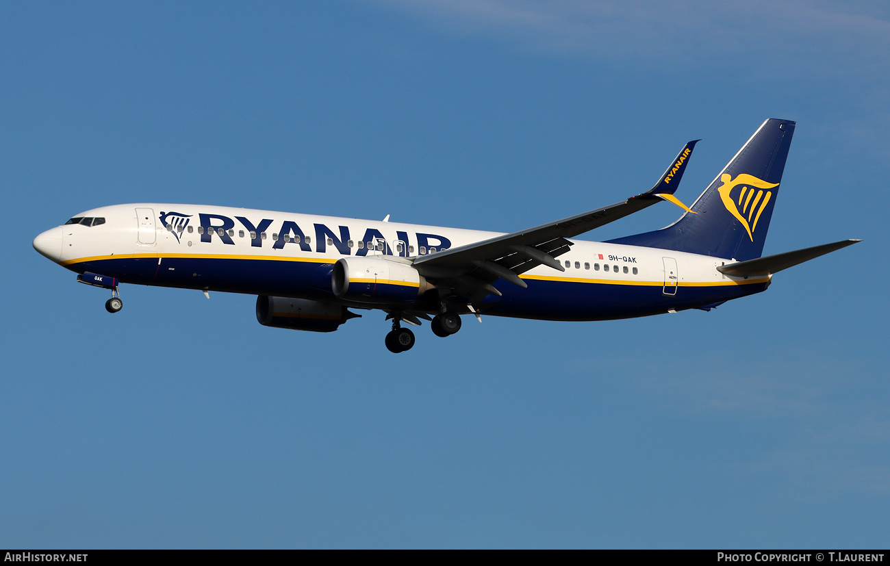 Aircraft Photo of 9H-QAK | Boeing 737-800 | Ryanair | AirHistory.net #780045