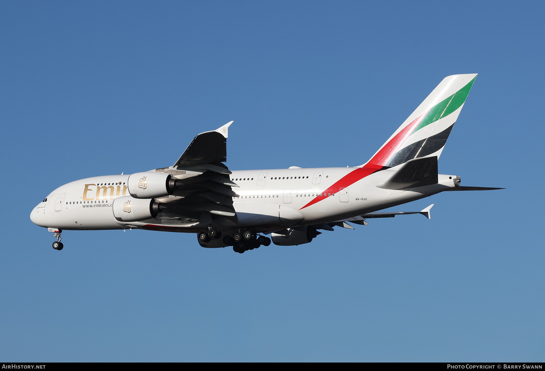 Aircraft Photo of A6-EUC | Airbus A380-861 | Emirates | AirHistory.net #781148