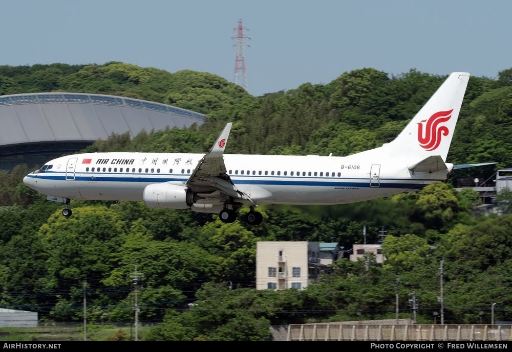 Aircraft Photo of B-6106 | Boeing 737-89L | Air China | AirHistory.net #783056