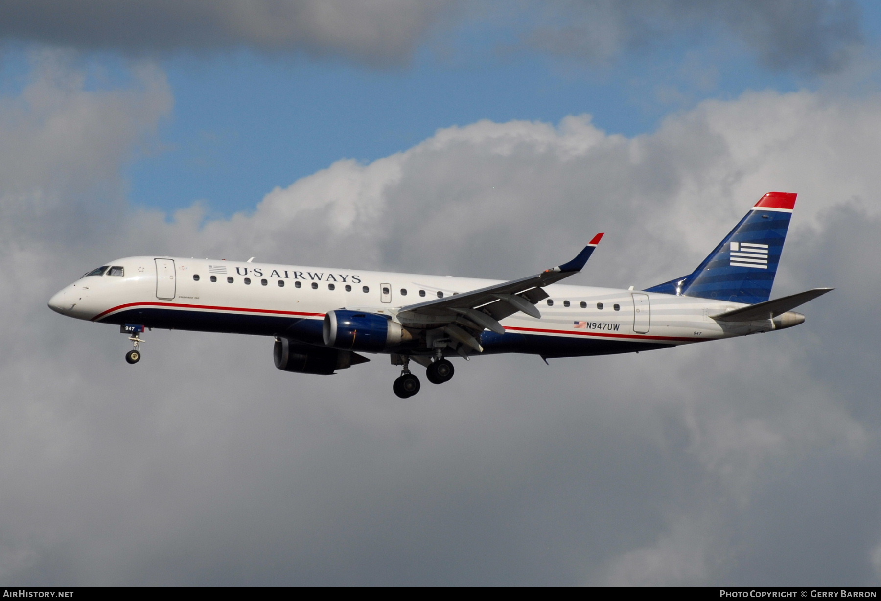 Aircraft Photo of N947UW | Embraer 190AR (ERJ-190-100IGW) | US Airways | AirHistory.net #783200