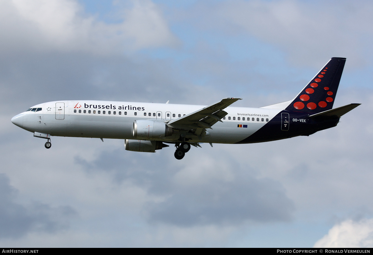 Aircraft Photo of OO-VEK | Boeing 737-405 | Brussels Airlines | AirHistory.net #785198