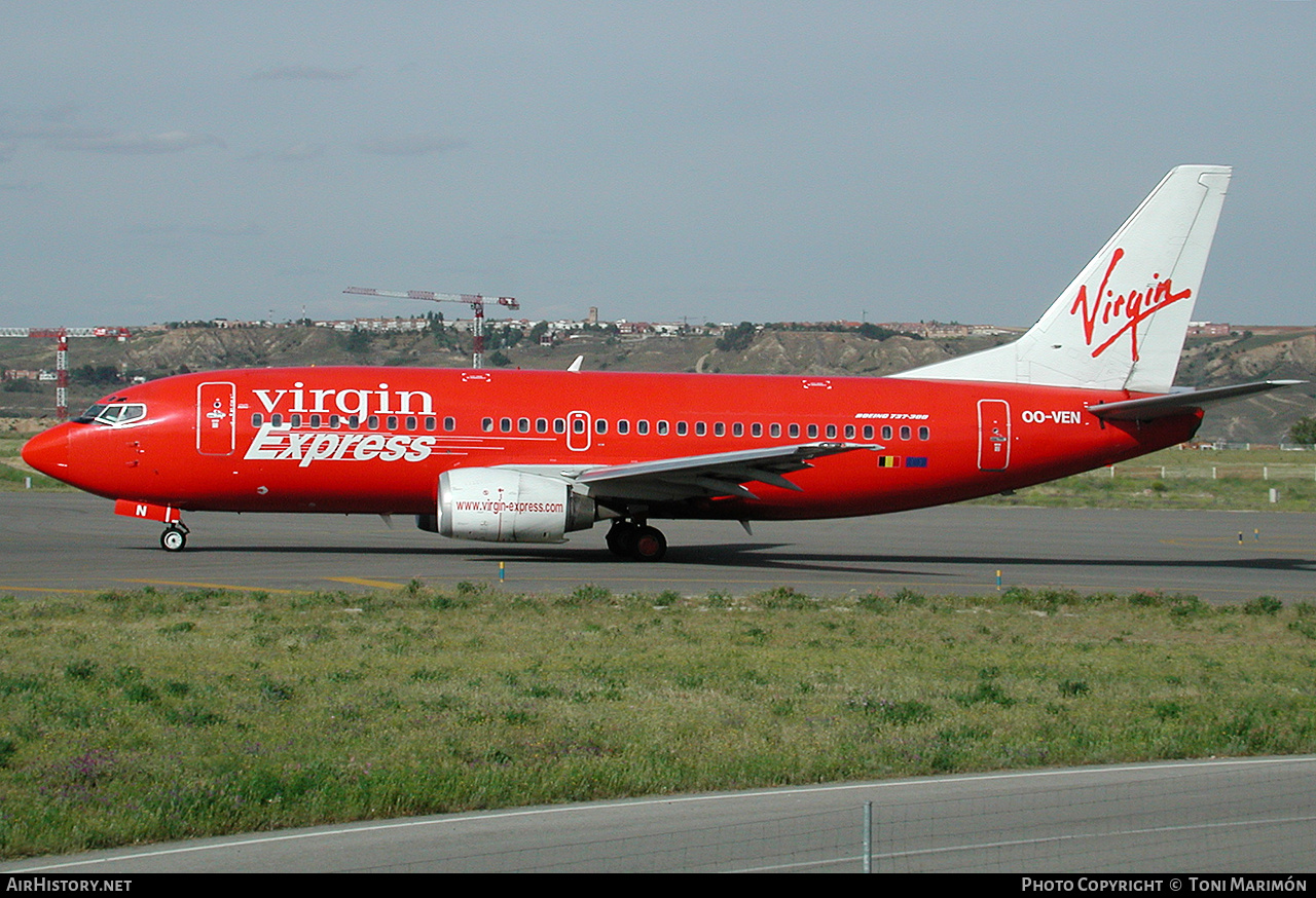 Aircraft Photo of OO-VEN | Boeing 737-36N | Virgin Express | AirHistory.net #785259