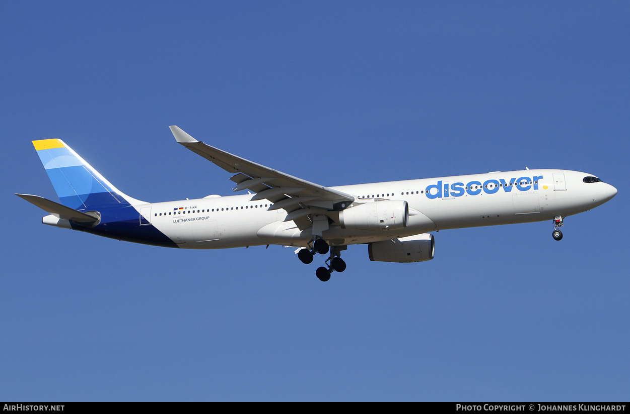Aircraft Photo of D-AIKK | Airbus A330-343 | Discover Airlines | AirHistory.net #785792
