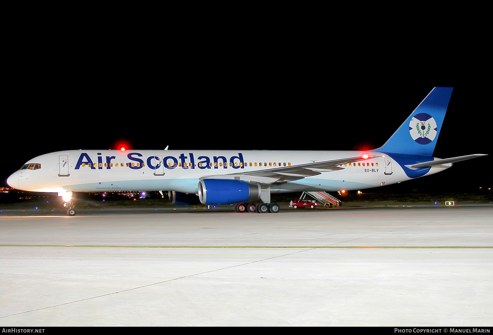 Aircraft Photo of SX-BLV | Boeing 757-2G5 | Air-Scotland | AirHistory.net #789770