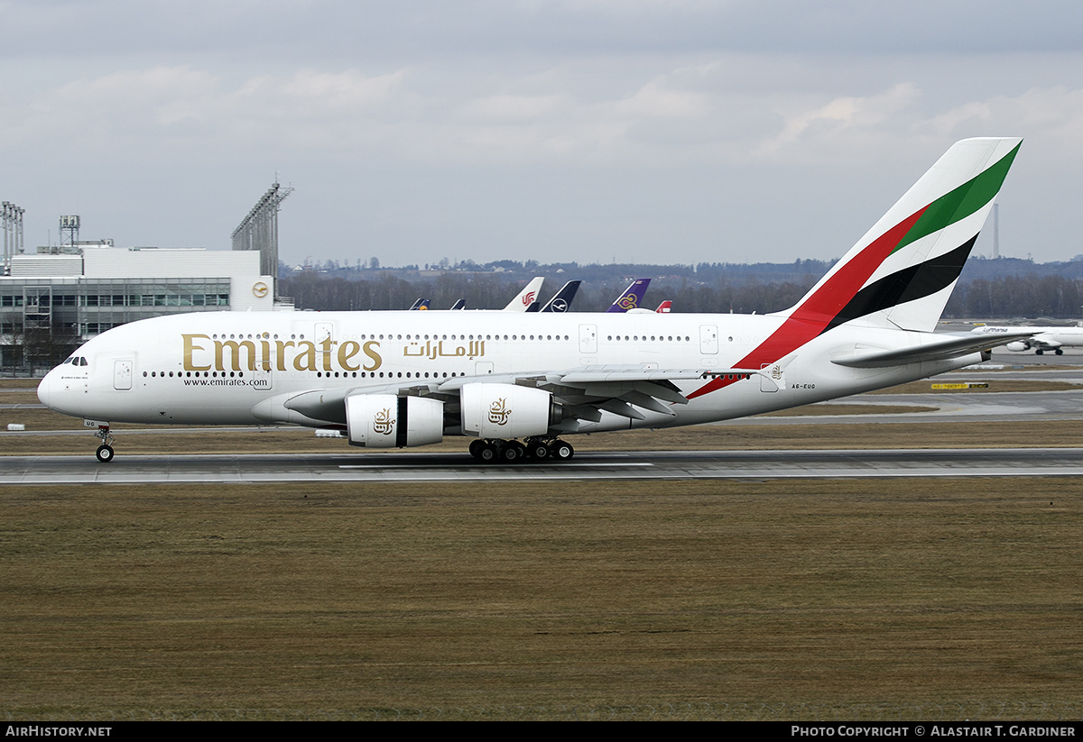 Aircraft Photo of A6-EUG | Airbus A380-861 | Emirates | AirHistory.net #791001