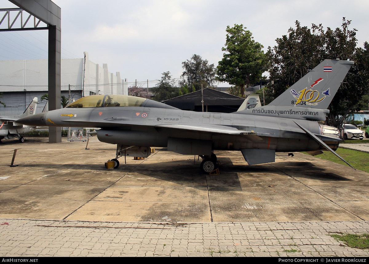 Aircraft Photo of 10322 / 87-0404 | General Dynamics F-16B Fighting Falcon | Thailand - Air Force | AirHistory.net #791473