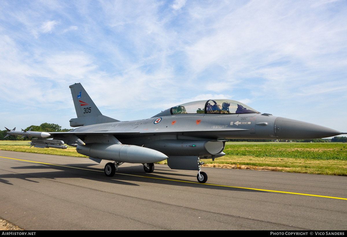 Aircraft Photo of 305 | General Dynamics F-16BM Fighting Falcon | Norway - Air Force | AirHistory.net #791853