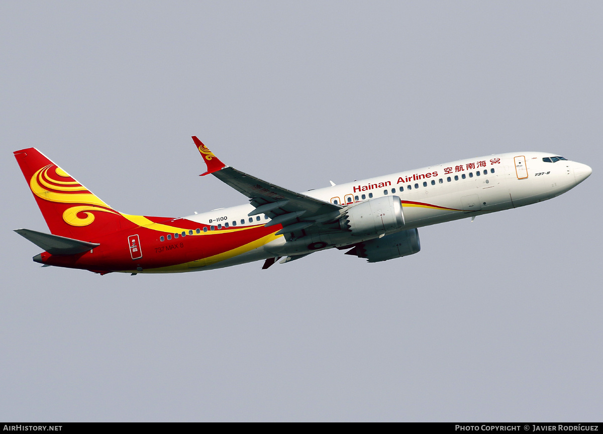 Aircraft Photo of B-1100 | Boeing 737-8 Max 8 | Hainan Airlines | AirHistory.net #792476