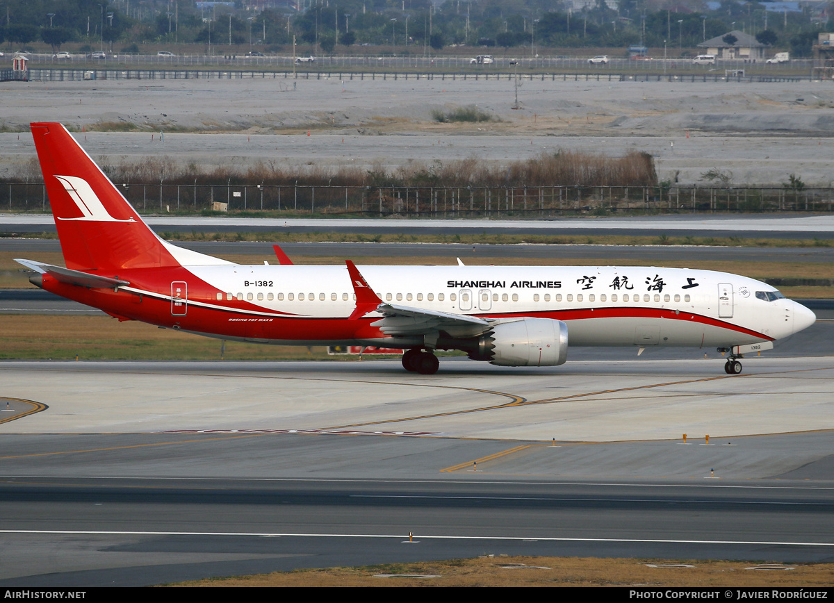 Aircraft Photo of B-1382 | Boeing 737-8 Max 8 | Shanghai Airlines | AirHistory.net #792742