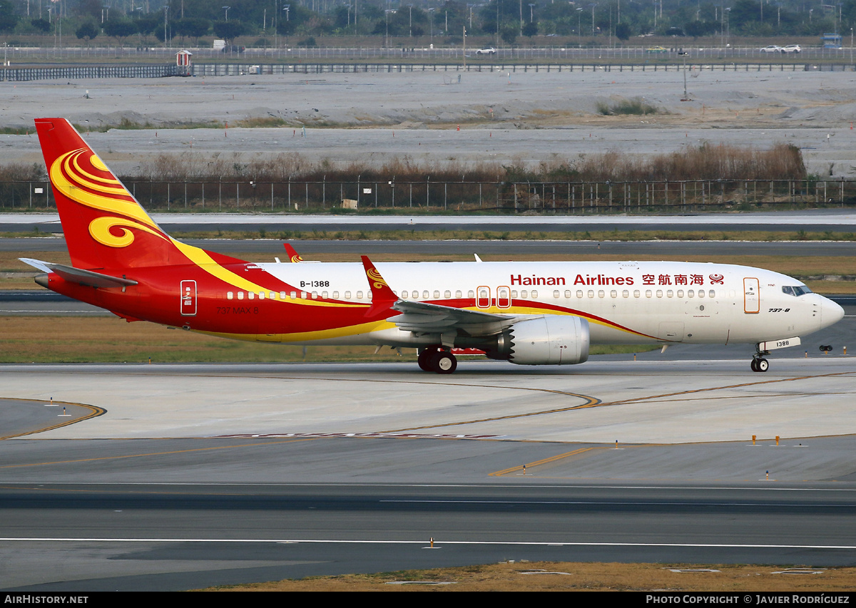 Aircraft Photo of B-1388 | Boeing 737-8 Max 8 | Hainan Airlines | AirHistory.net #792745