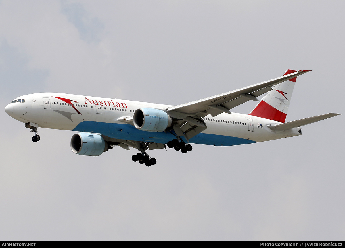 Aircraft Photo of OE-LPC | Boeing 777-2Z9/ER | Austrian Airlines | AirHistory.net #792808