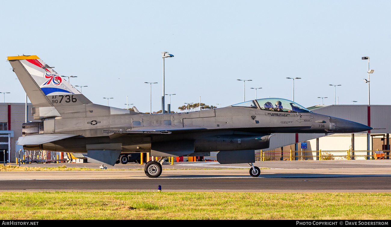Aircraft Photo of 90-0736 | General Dynamics F-16C Fighting Falcon | USA - Air Force | AirHistory.net #793800