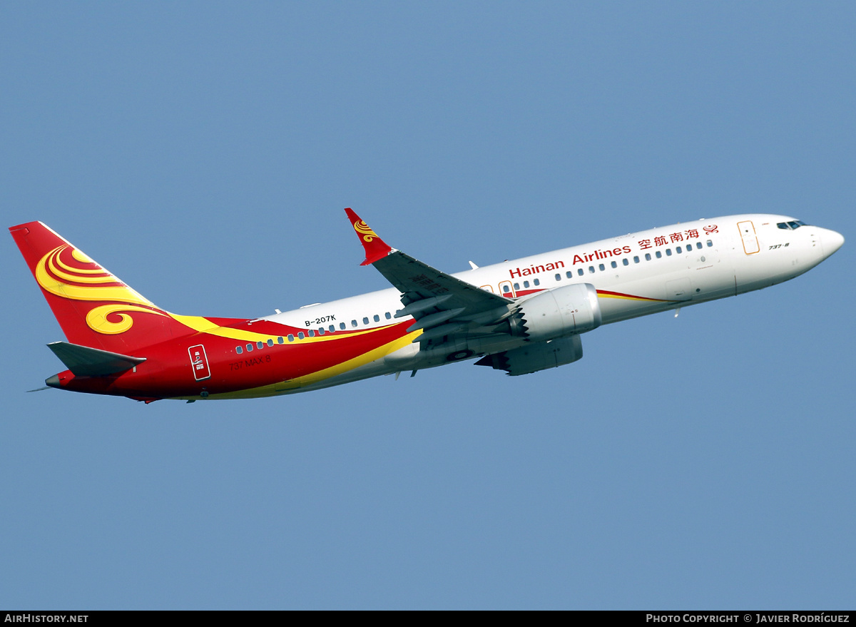 Aircraft Photo of B-207K | Boeing 737-8 Max 8 | Hainan Airlines | AirHistory.net #794065