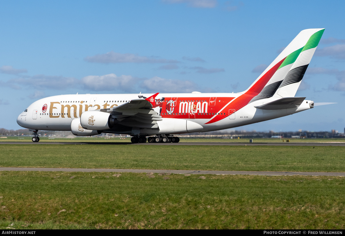 Aircraft Photo of A6-EOK | Airbus A380-861 | Emirates | AirHistory.net #795394