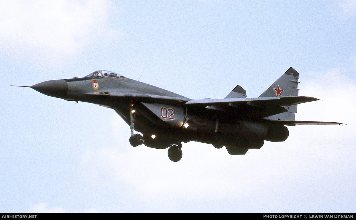 Aircraft Photo of 02 red | Mikoyan-Gurevich MiG-29 (9-13) | Soviet Union - Air Force | AirHistory.net #795961