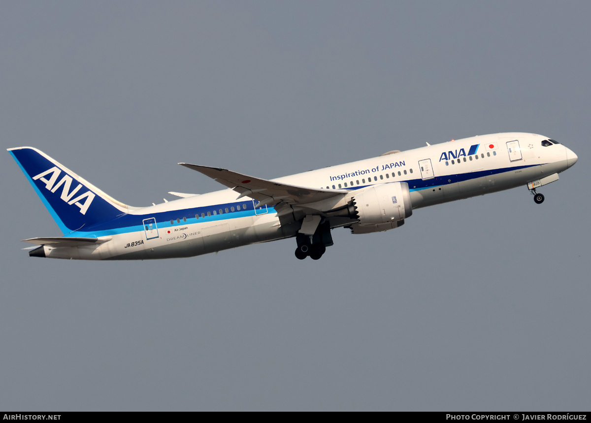 Aircraft Photo of JA835A | Boeing 787-8 Dreamliner | All Nippon Airways - ANA | AirHistory.net #797509