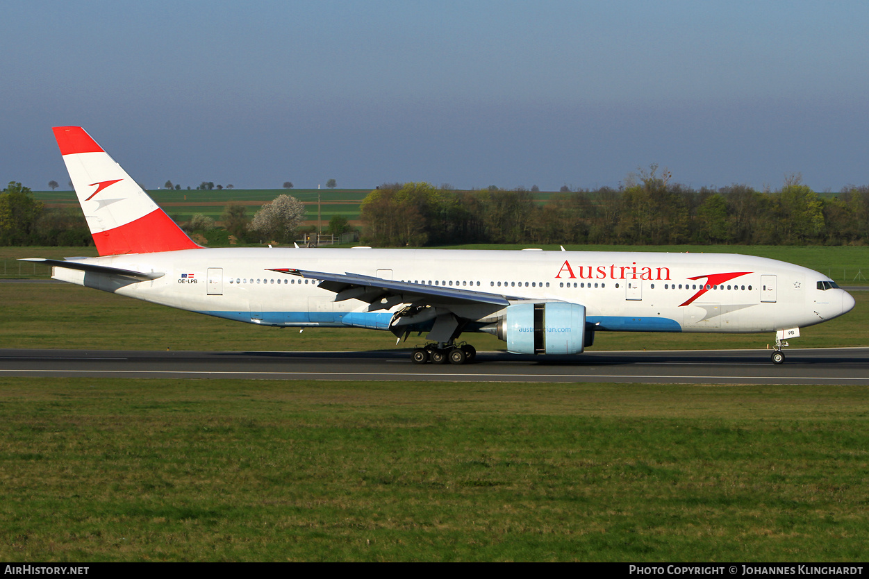 Aircraft Photo of OE-LPB | Boeing 777-2Z9/ER | Austrian Airlines | AirHistory.net #800298