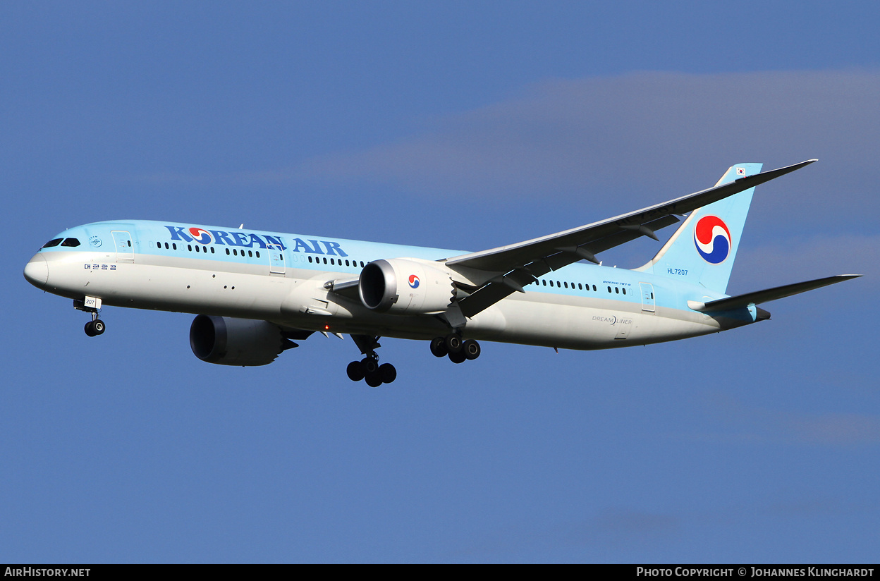 Aircraft Photo of HL7207 | Boeing 787-9 Dreamliner | Korean Air | AirHistory.net #800664