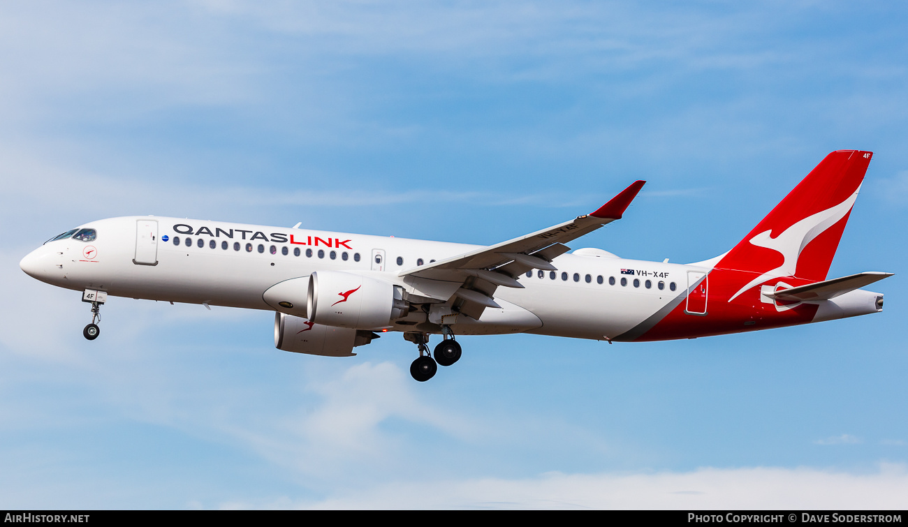 Aircraft Photo of VH-X4F | Airbus A220-300 (BD-500-1A11) | QantasLink | AirHistory.net #800764