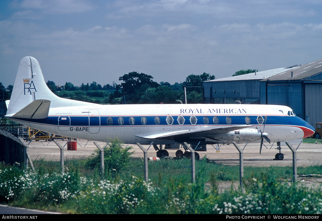 Aircraft Photo of G-BAPE | Vickers 814 Viscount | Royal American Airways | AirHistory.net #801247