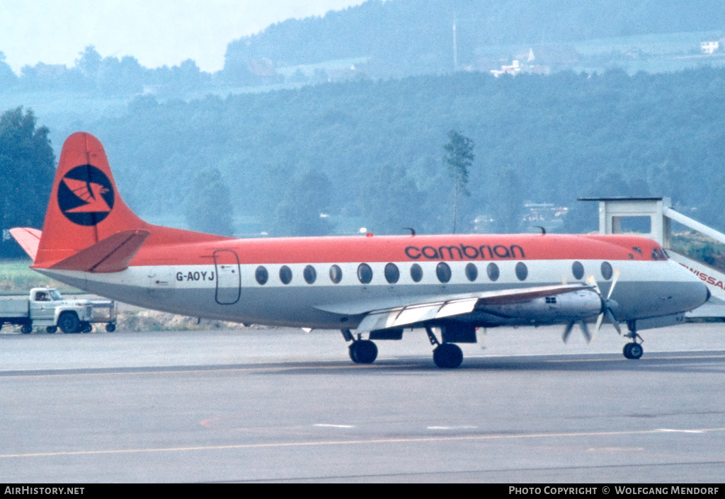 Aircraft Photo of G-AOYJ | Vickers 806 Viscount | Cambrian Airways | AirHistory.net #801262